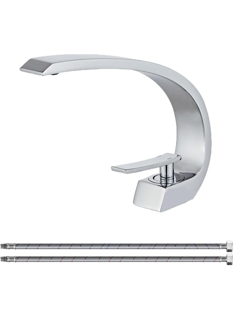 YD Modern Single Handle Kitchen Faucet with High Arc Spout, Deck Mounted Sink Tap, Smooth Water Flow Kitchen Faucet, Durable Metal Construction, Easy Control Mixer for Home Kitchen - Image 1